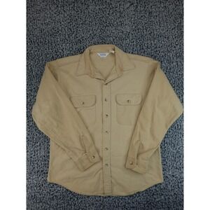 Five Brother Chamois Shirt Mens Large Tan Vintage Made in USA Cotton Flannel L
